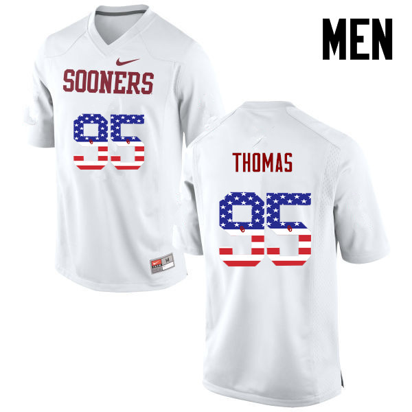 Oklahoma Sooners #95 Isaiah Thomas College Football USA Flag Fashion Jerseys-White